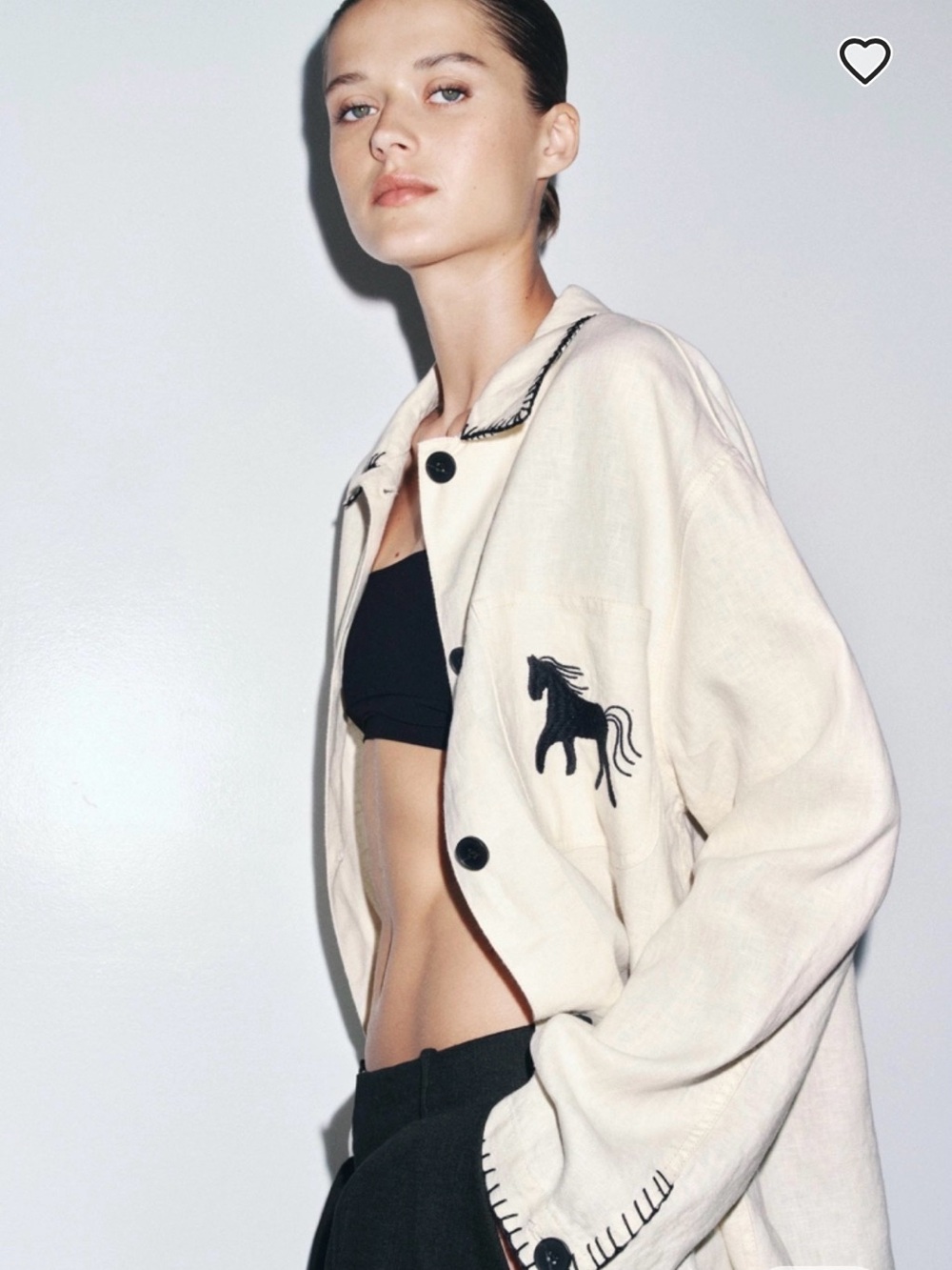 ZW Collection-Embroidered linen overshirt. Size XS - Picture 5 of 9
